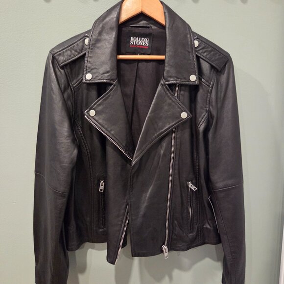 NWT Rolling Stones x Lucky Brand Leather Moto Jacket - Picture 9 of 9